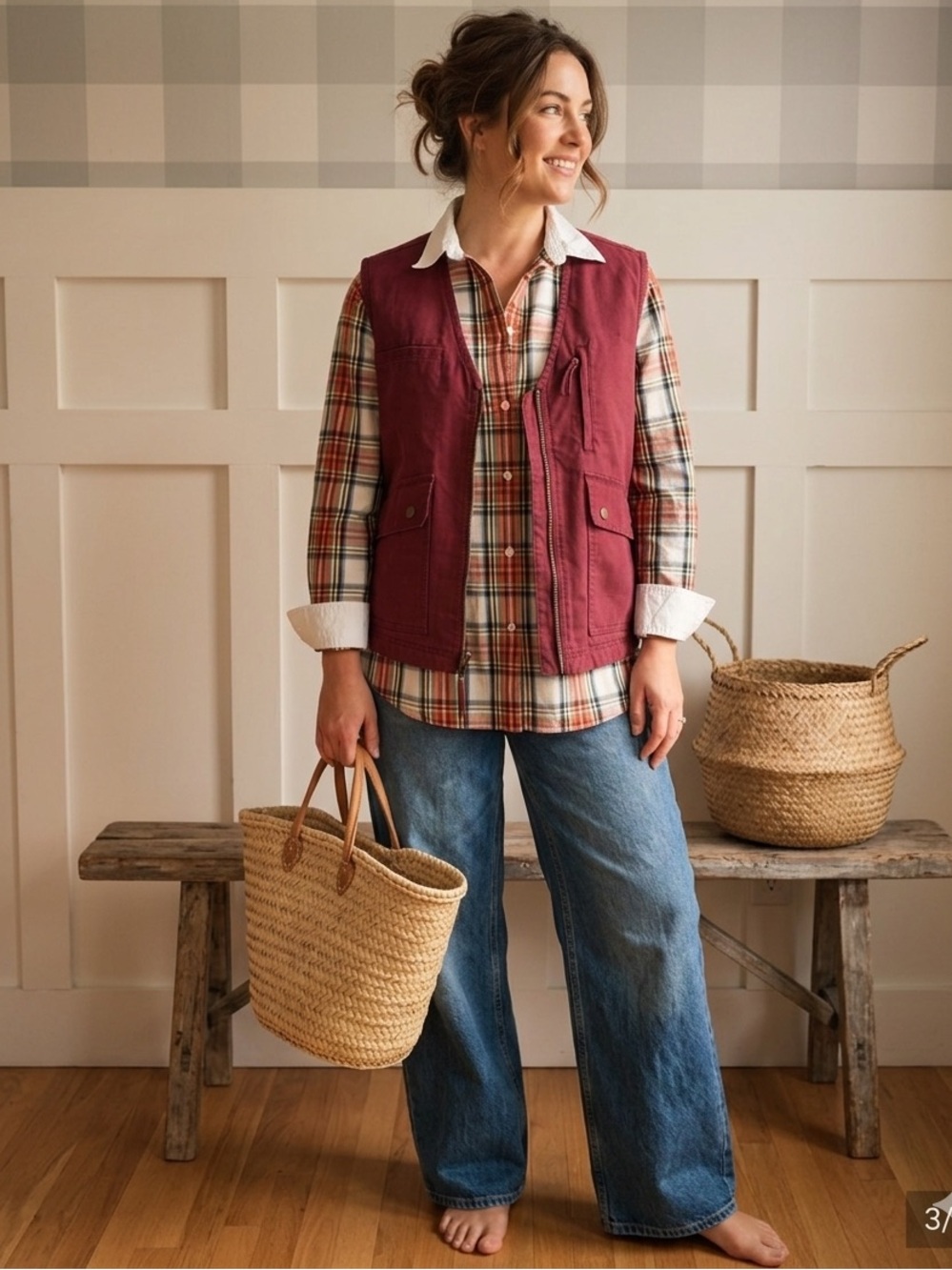Duluth Trading Co Cotton Outdoor Plum Zip-Front Work Vest Medium